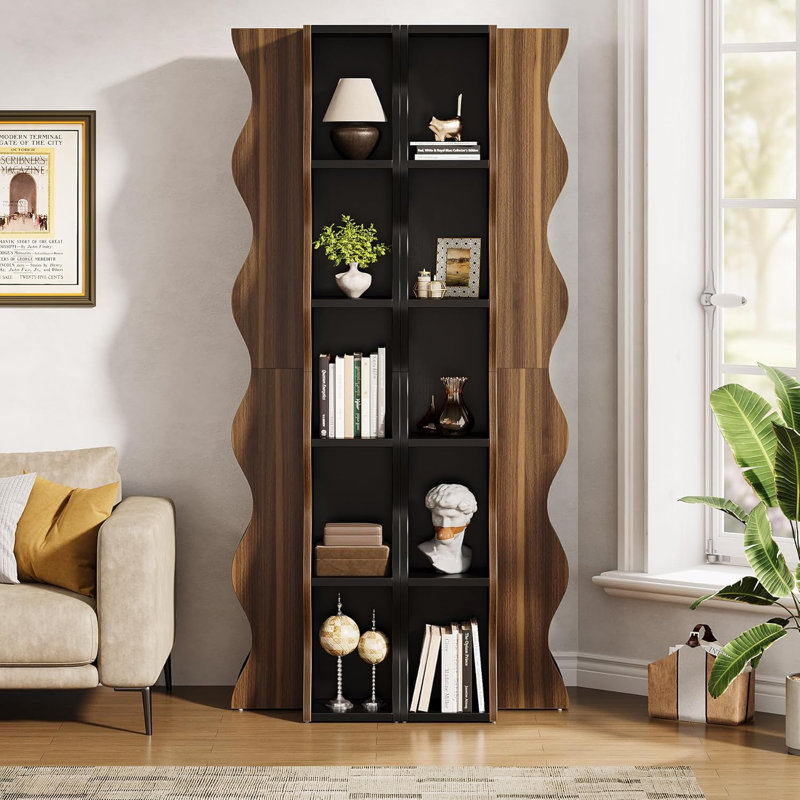 Millwood Pines 6 Tier Corner Shelf 70 Inches Tall Corner Bookshelf Industrial Corner Display Shelves Storage Organizer For Living Room Home Office Small Space Wayfair